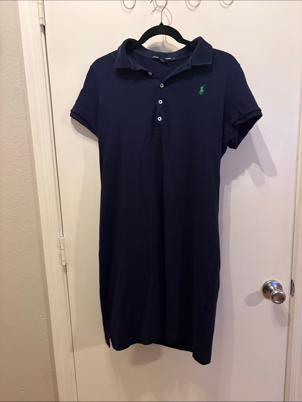 Polo Ralph Lauren Preppy Tennis Dress Navy Pique Knit SZ L